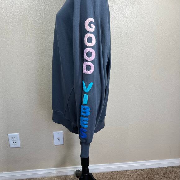 Rebellious One  gray women Good Vibes Sweatshirt Juniors size XL Casual academia - Picture 2 of 14